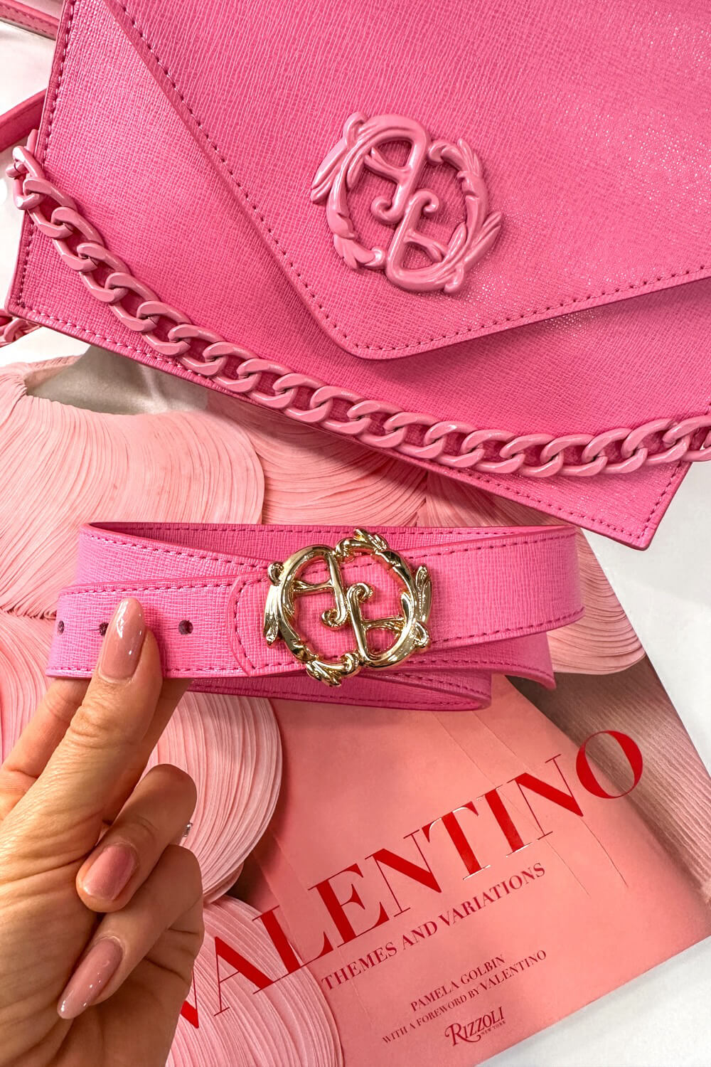 Rococo Logo Candy Pink Curea - subțire cu cataramă aurie - Imagine 7