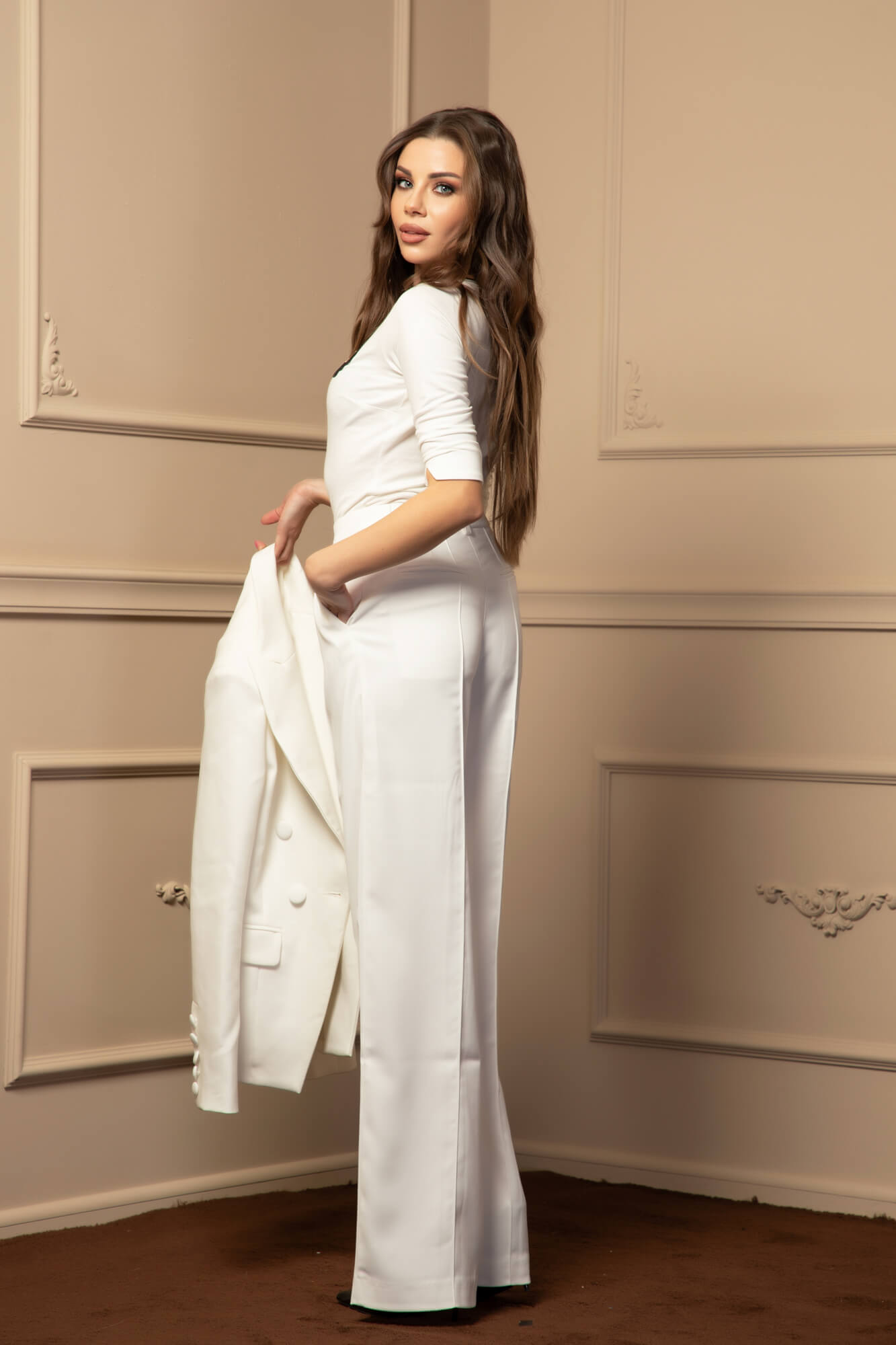 Luxury Classic Bluza cu mânecă 3/4 și broderie - Ecru - Imagine 12