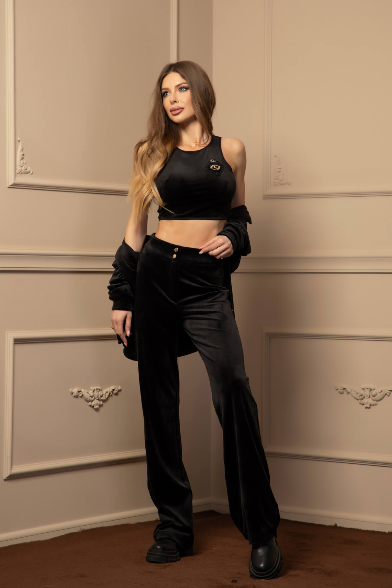 Cozy Day Pantaloni Pluș - Black - Imagine 15