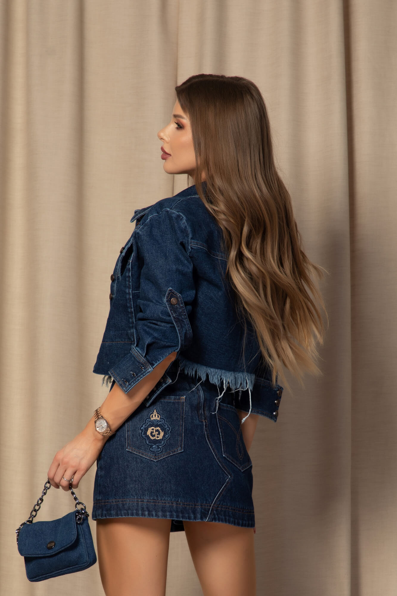 Denim Euphoria Fustă-Pantalon din Denim - Dark Blue - Imagine 36