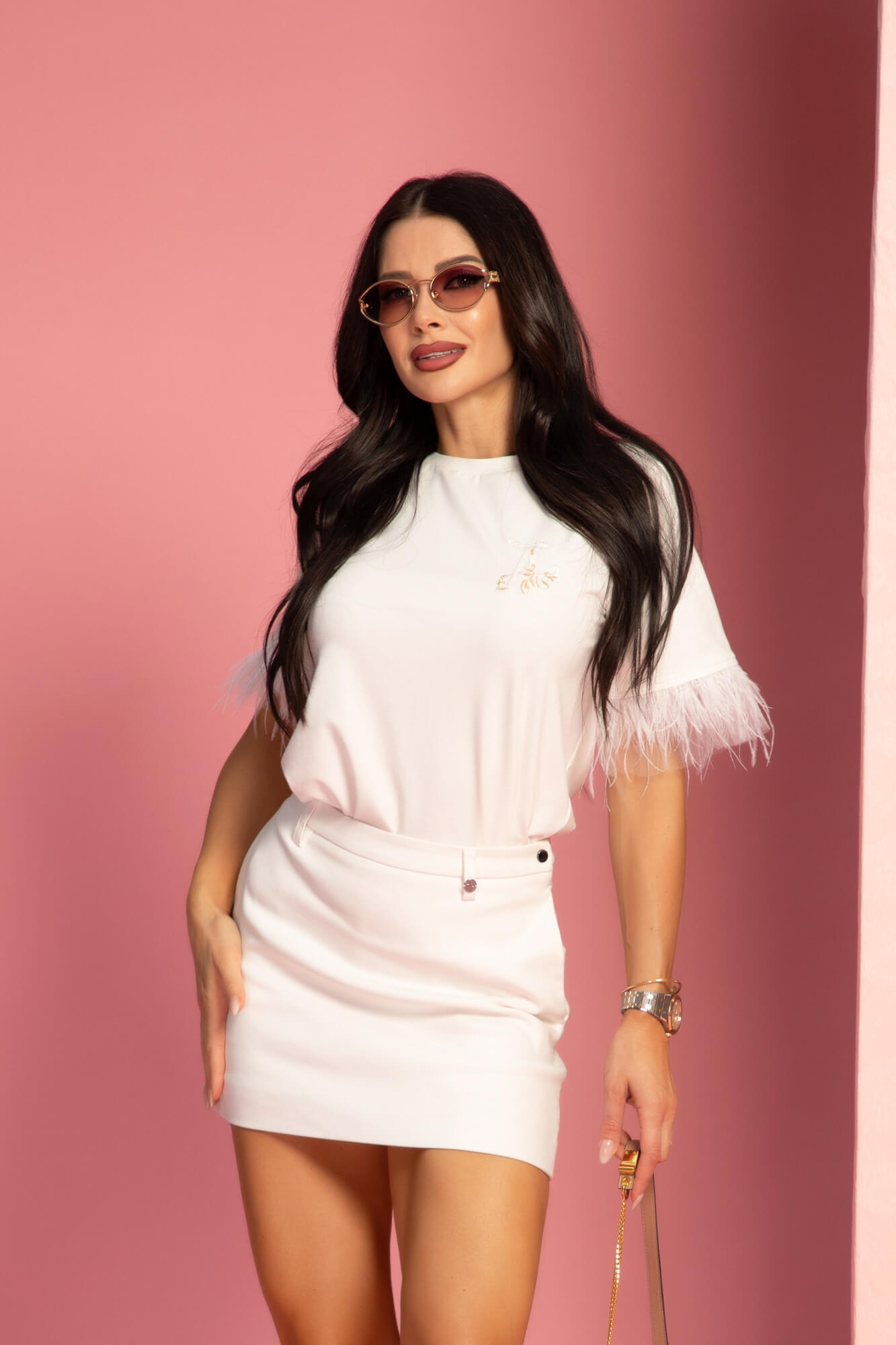 Luxury Dream Tricou Din Bumbac - Ecru - Imagine 20