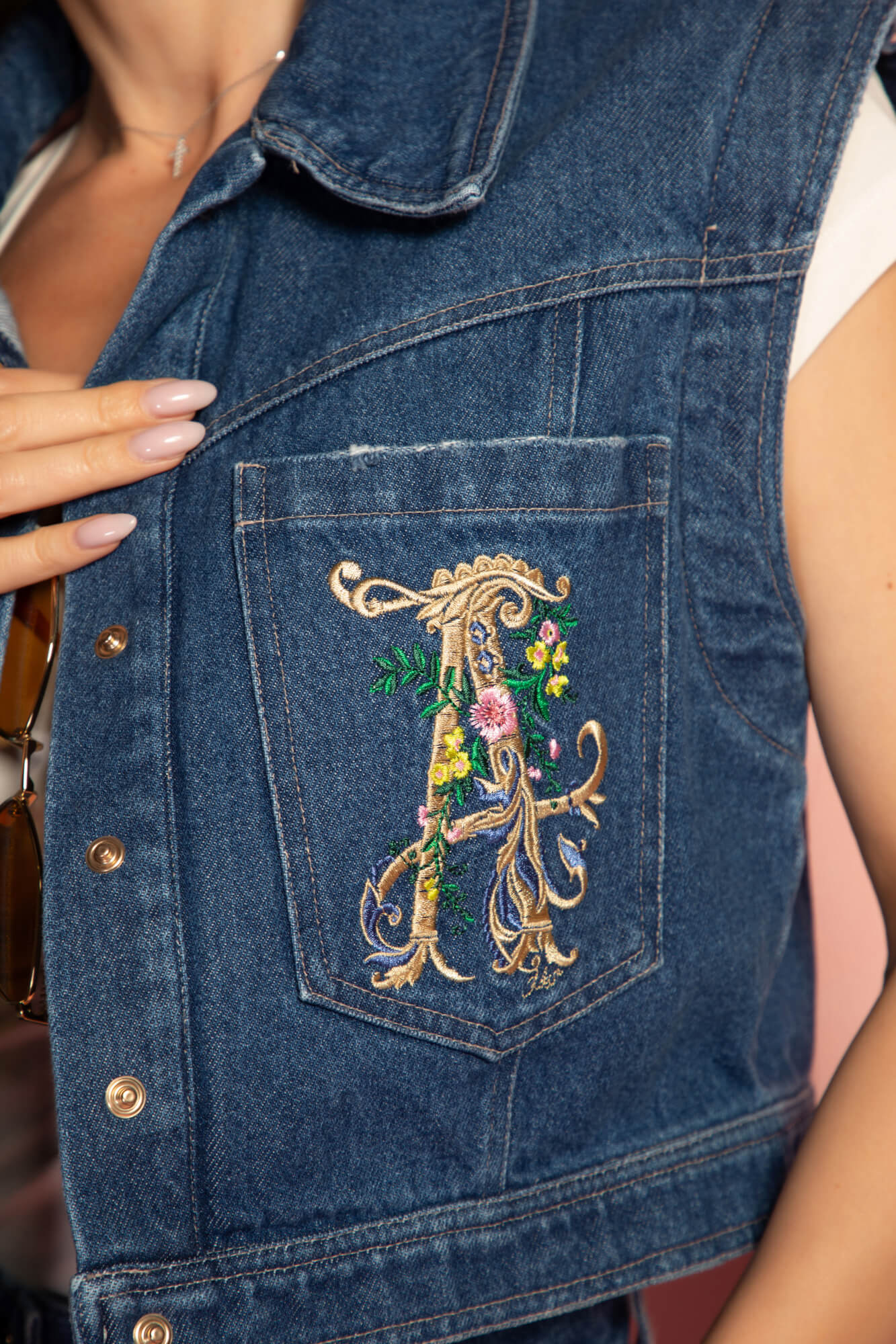 Alessa Royalty Jachetă-Vestă Din Denim - Blue - Imagine 22