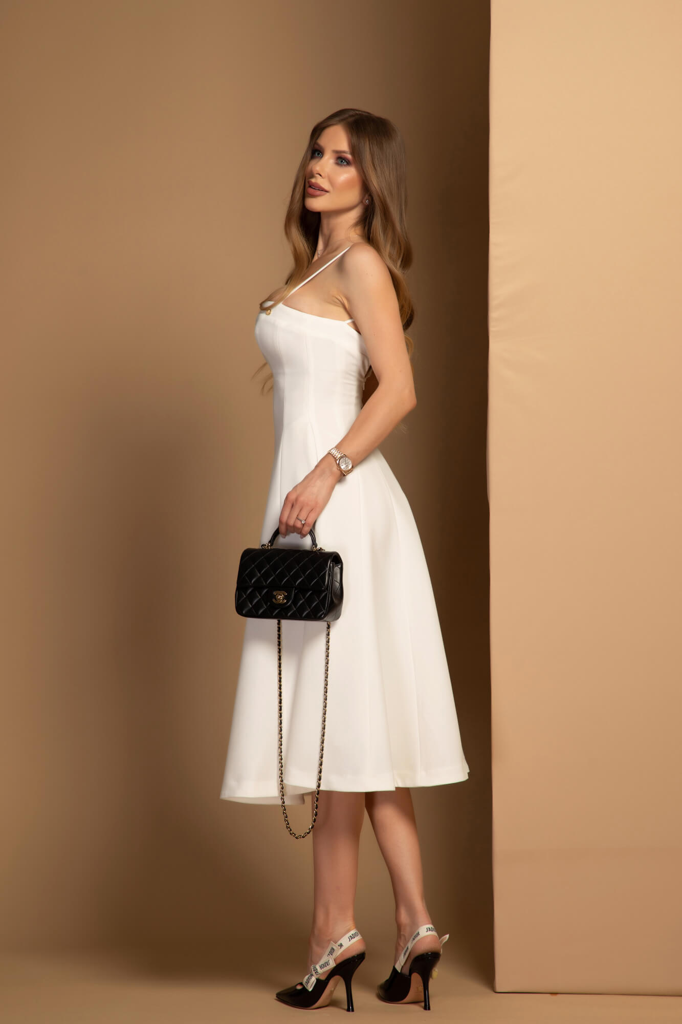 Casual Muse Midi Rochie - Ecru - Imagine 15