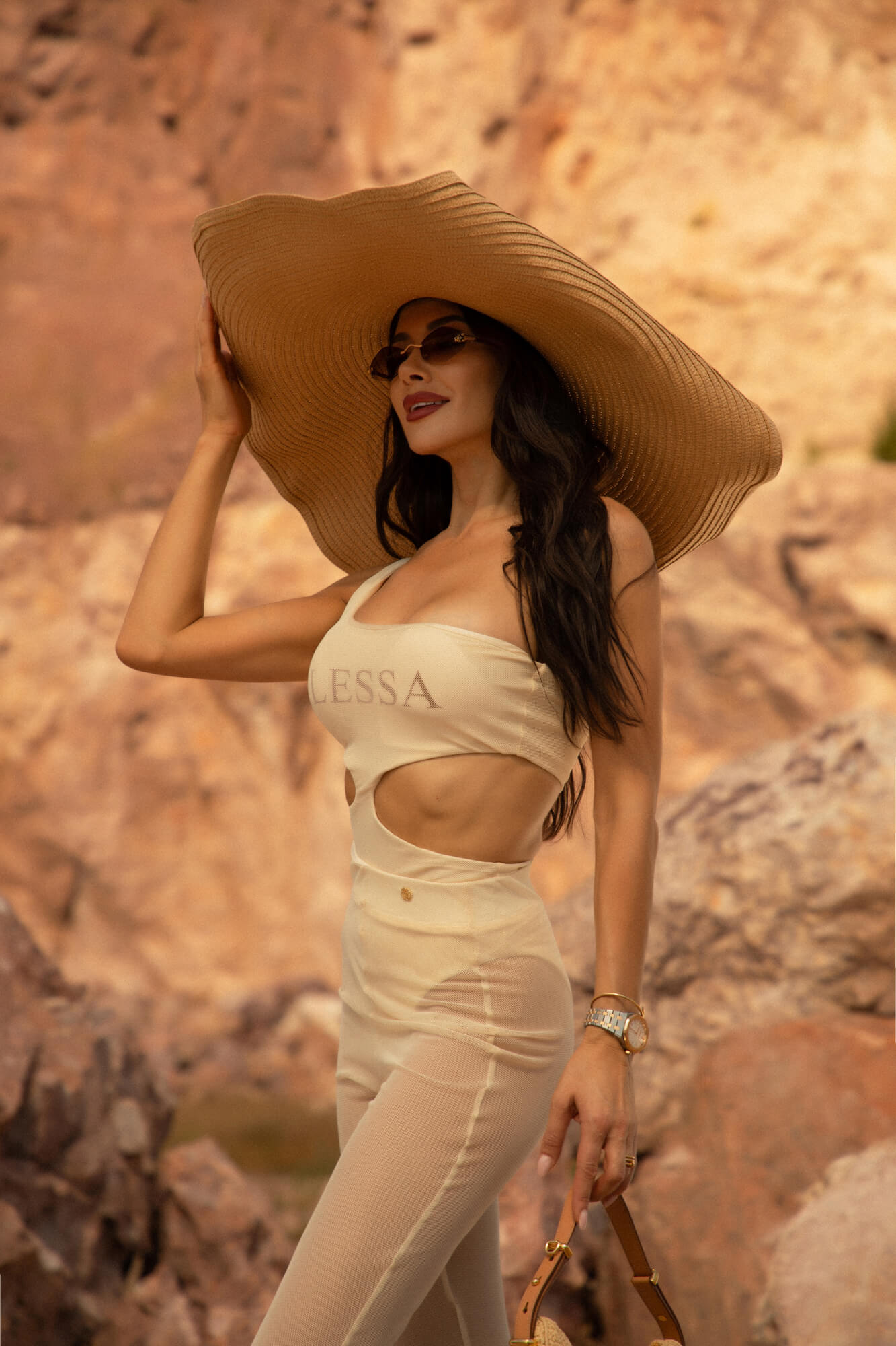 Mojito Magic Pantaloni de Plajă din Plasă - Soft Beige - Imagine 15