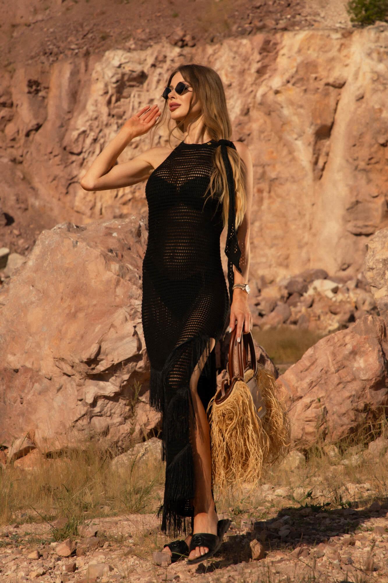 Ocean Enchantress Rochie lungă de plajă - Black - Imagine 7