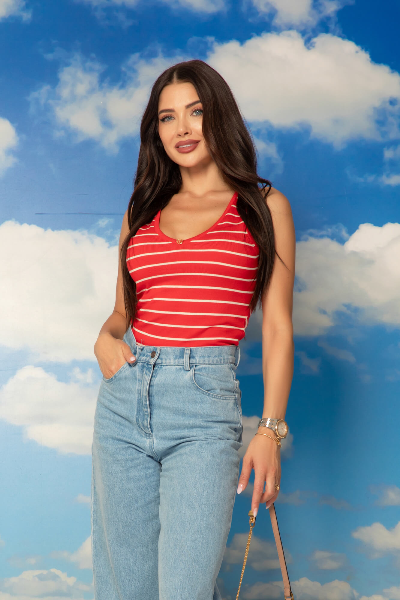 Desert Bloom Top Din Tricotaj - Red - Imagine 12