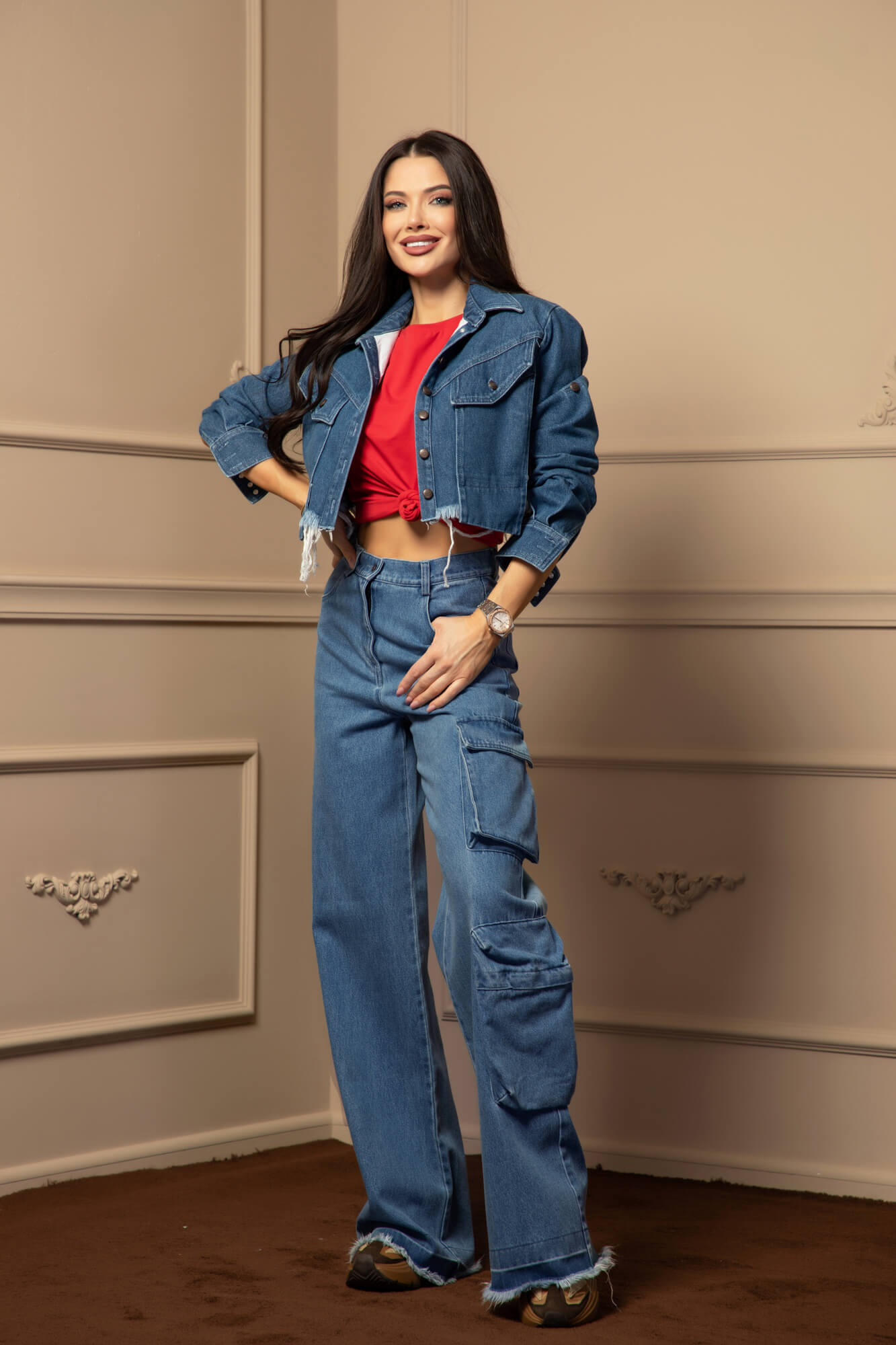 Show Off Cargo Blugi - Denim Blue - Imagine 13