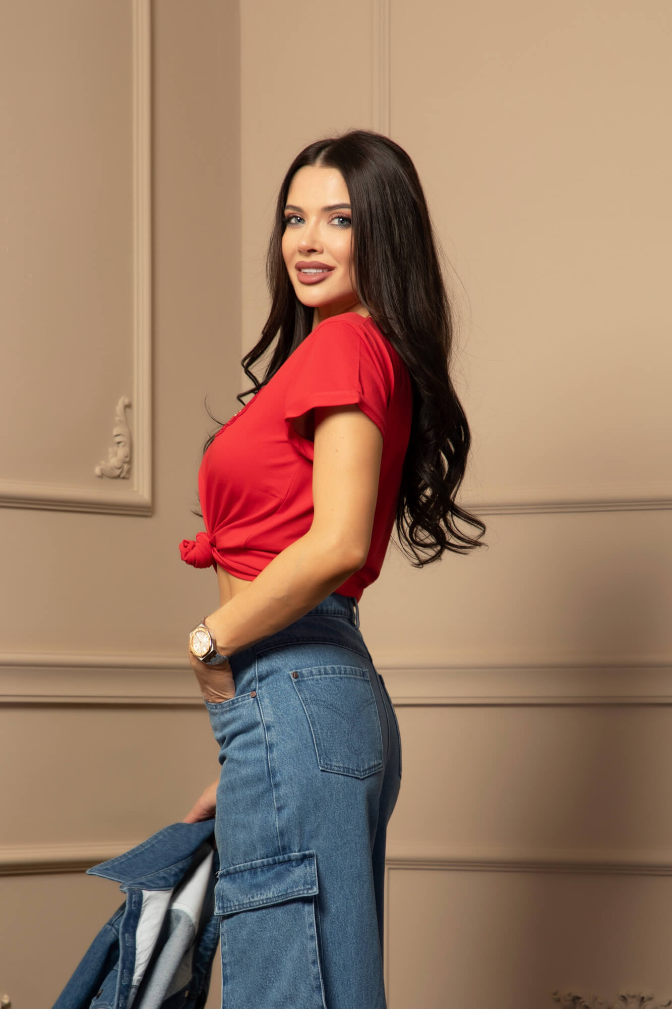 Luxury Classic T-Shirt din Bumbac - Red - Imagine 8