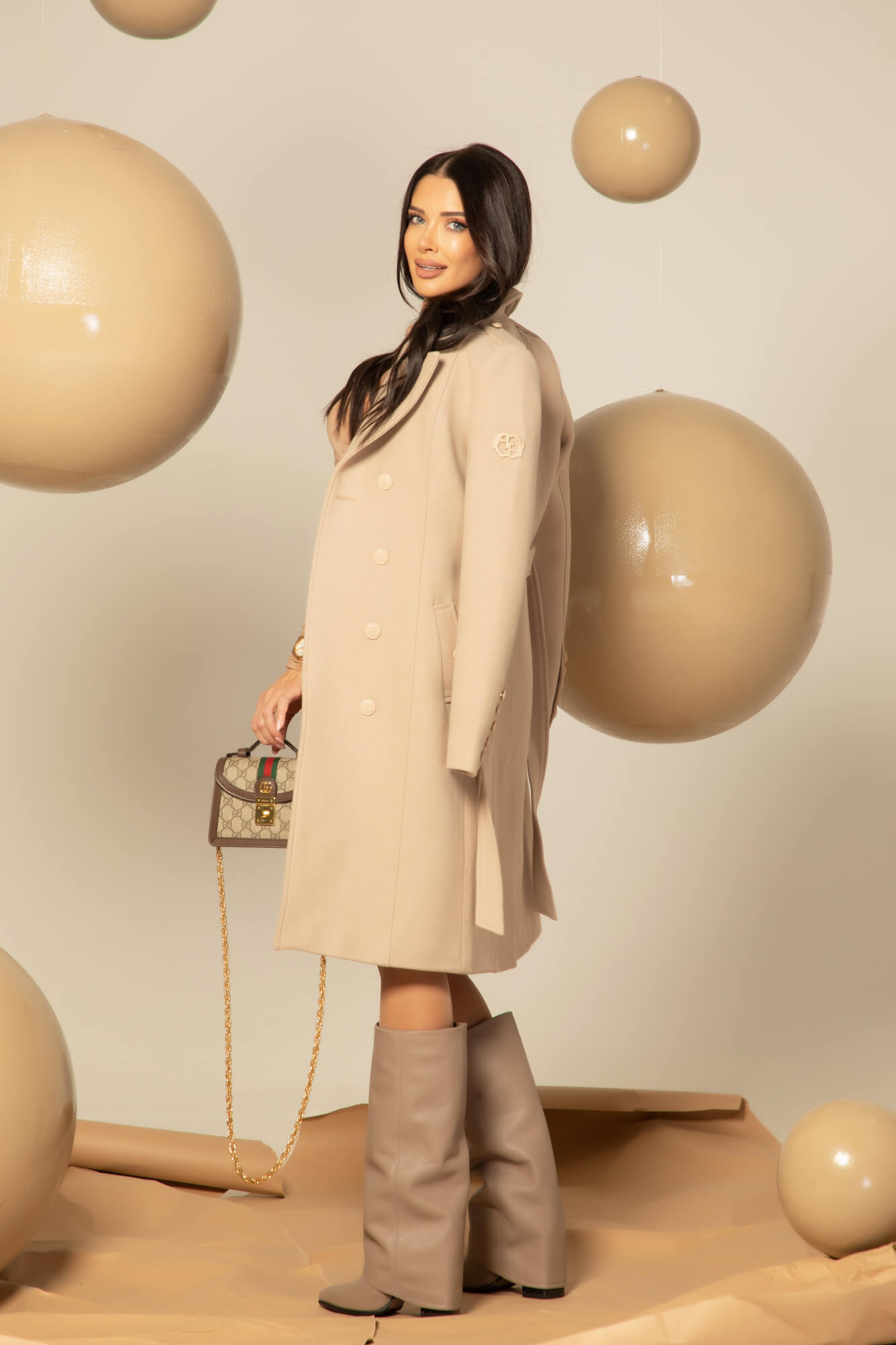 Cashmere Cloud Palton - Taupe - Imagine 58