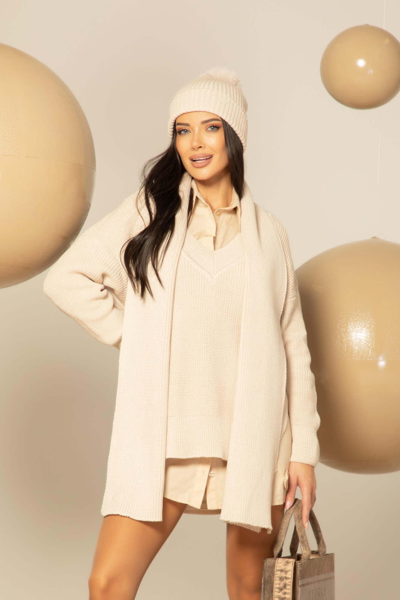 Snug & Chic Pulover Lung - Seashell - Imagine 38