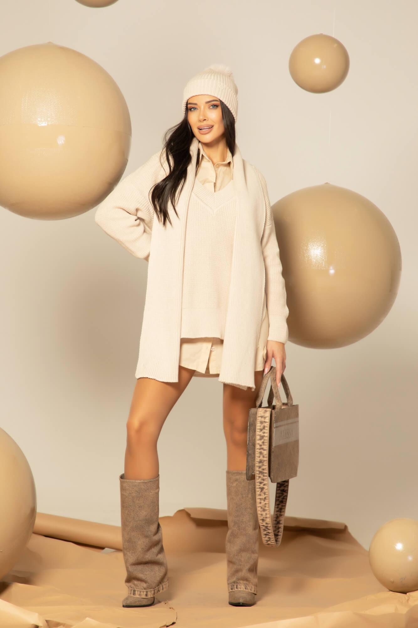 Snug & Chic Pulover Lung - Seashell - Imagine 24