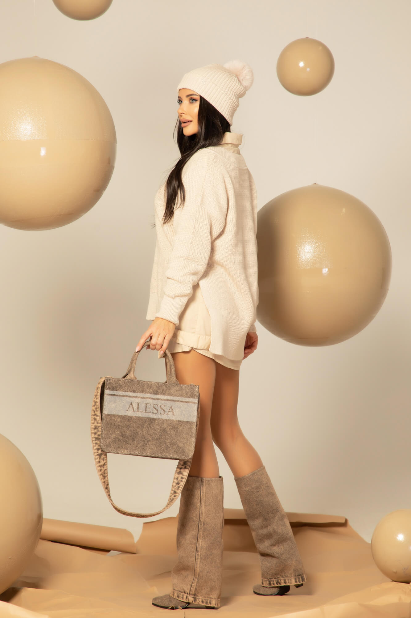 Snug & Chic Pulover Lung - Seashell - Imagine 21