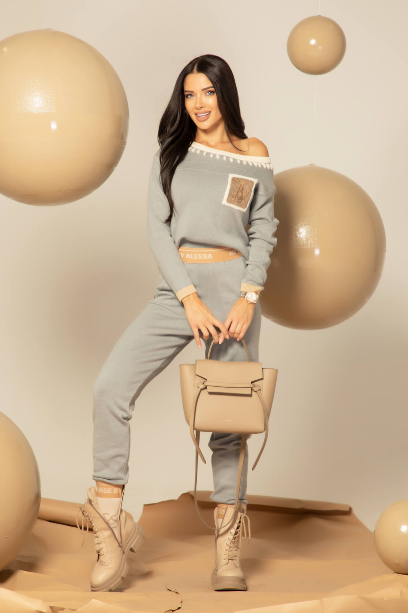 Winter Hug Pantalon Din Tricot - Gray - Imagine 16