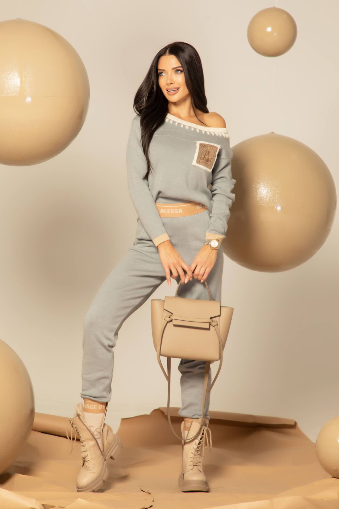Winter Hug Pantalon Din Tricot - Gray - Imagine 22