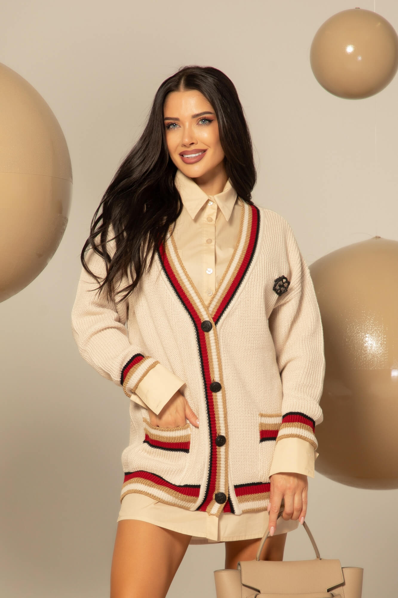 Touch of Elegance Vestă Tricotată - Seashell - Imagine 34