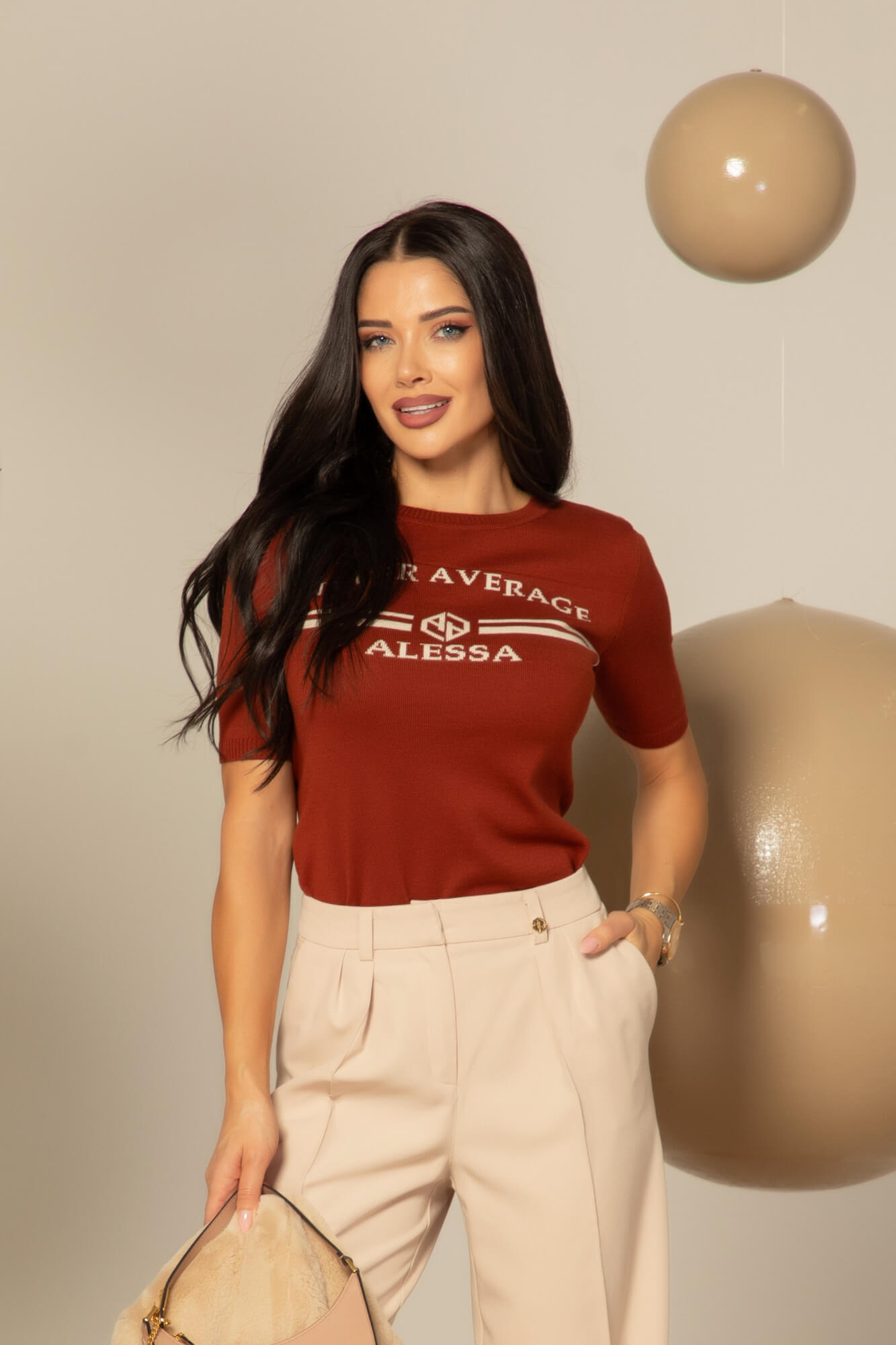 Autumn Whisper Bluza Din Tricotaj Fin - Chestnut - Imagine 16
