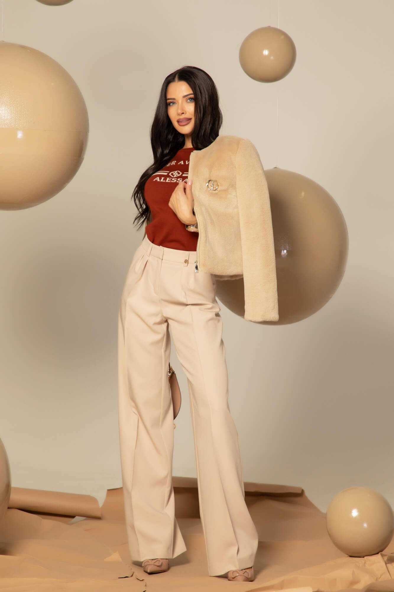 Autumn Whisper Bluza Din Tricotaj Fin - Chestnut - Imagine 15