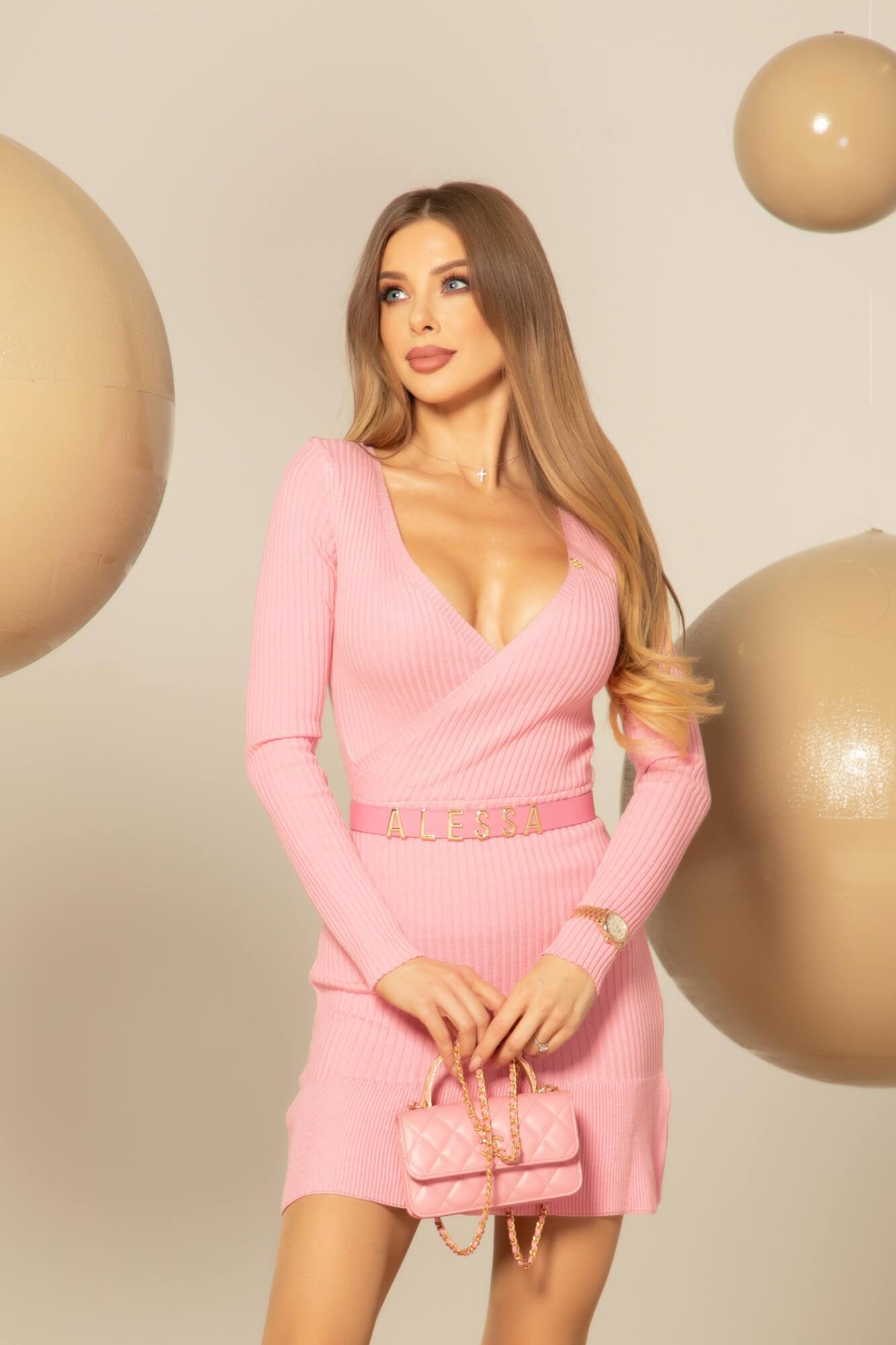 Perfect flair Rochie Tricotată - Pink - Imagine 12