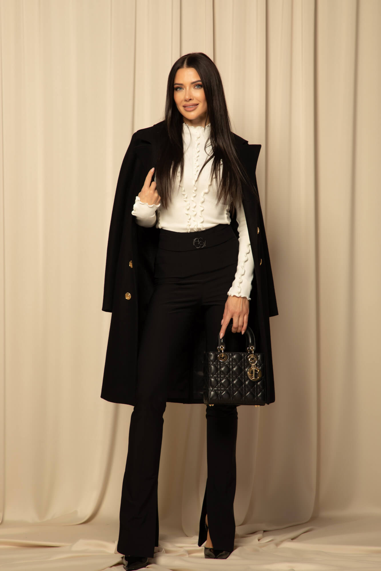 Office Star Pantaloni cu Cureaua Integrată și Fendă - Black - Imagine 31