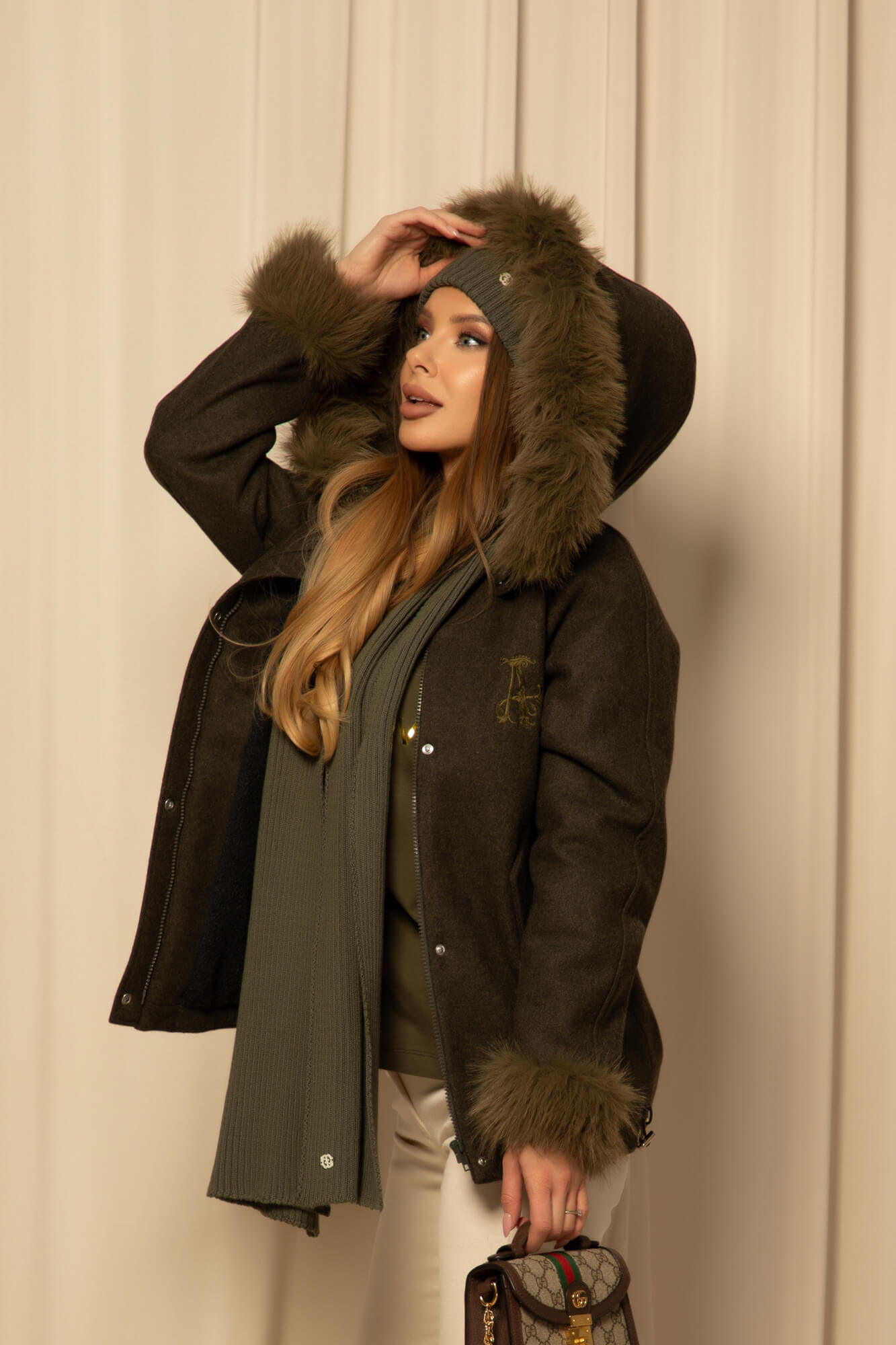 Winter Whisper Fular Tricotat - Military - Imagine 15