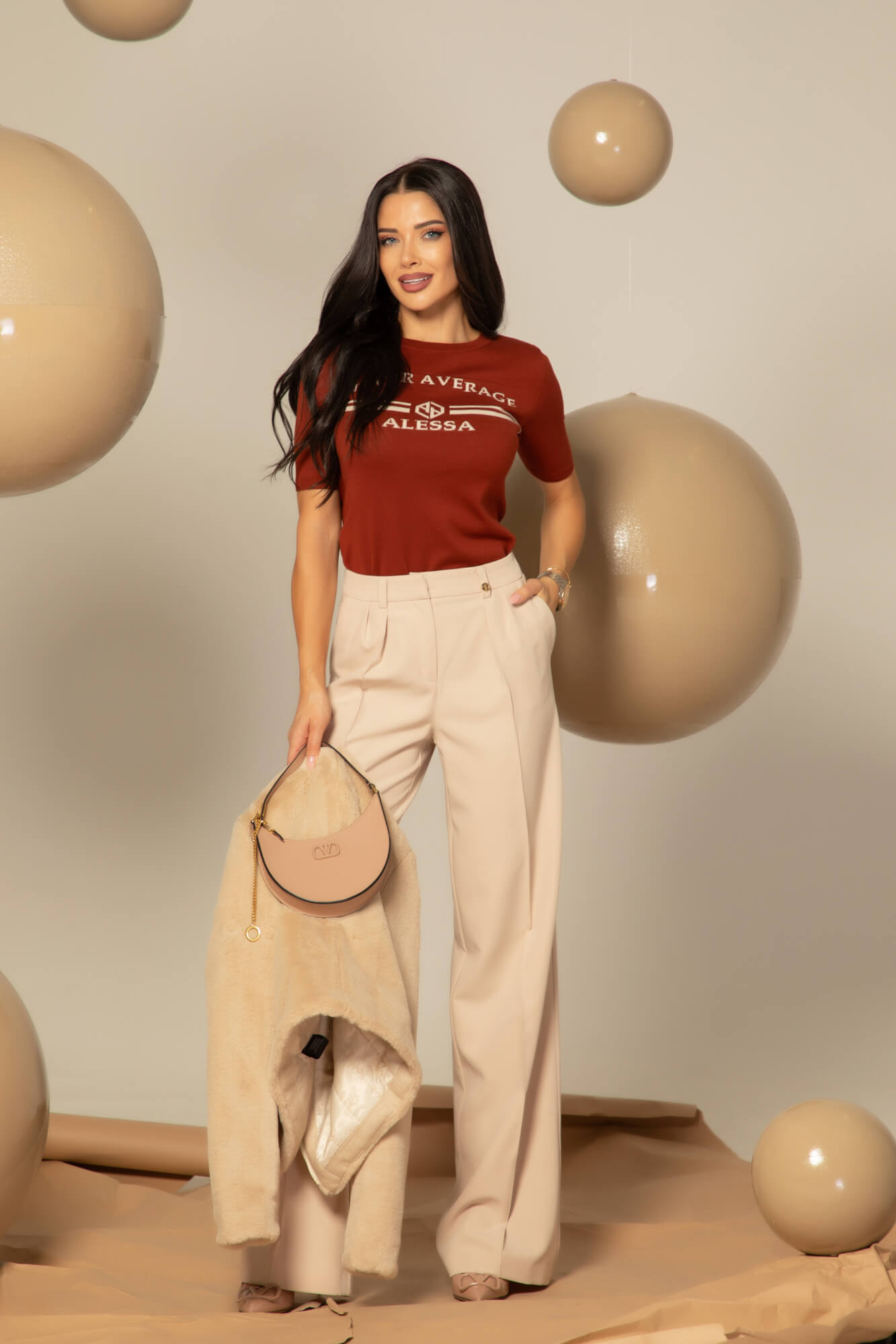 Sugar Touch Palton Din Piele Eco - Beige - Imagine 27