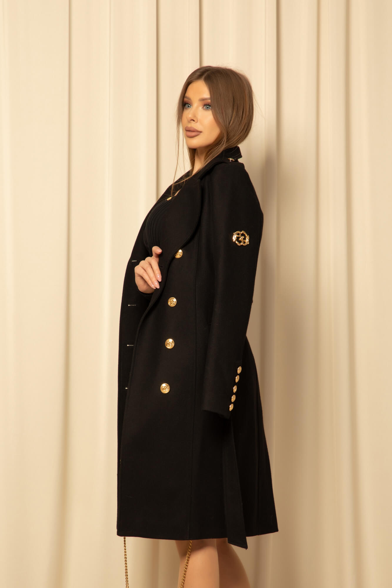 Chic Catch Palton Cu Lână - Black - Imagine 28