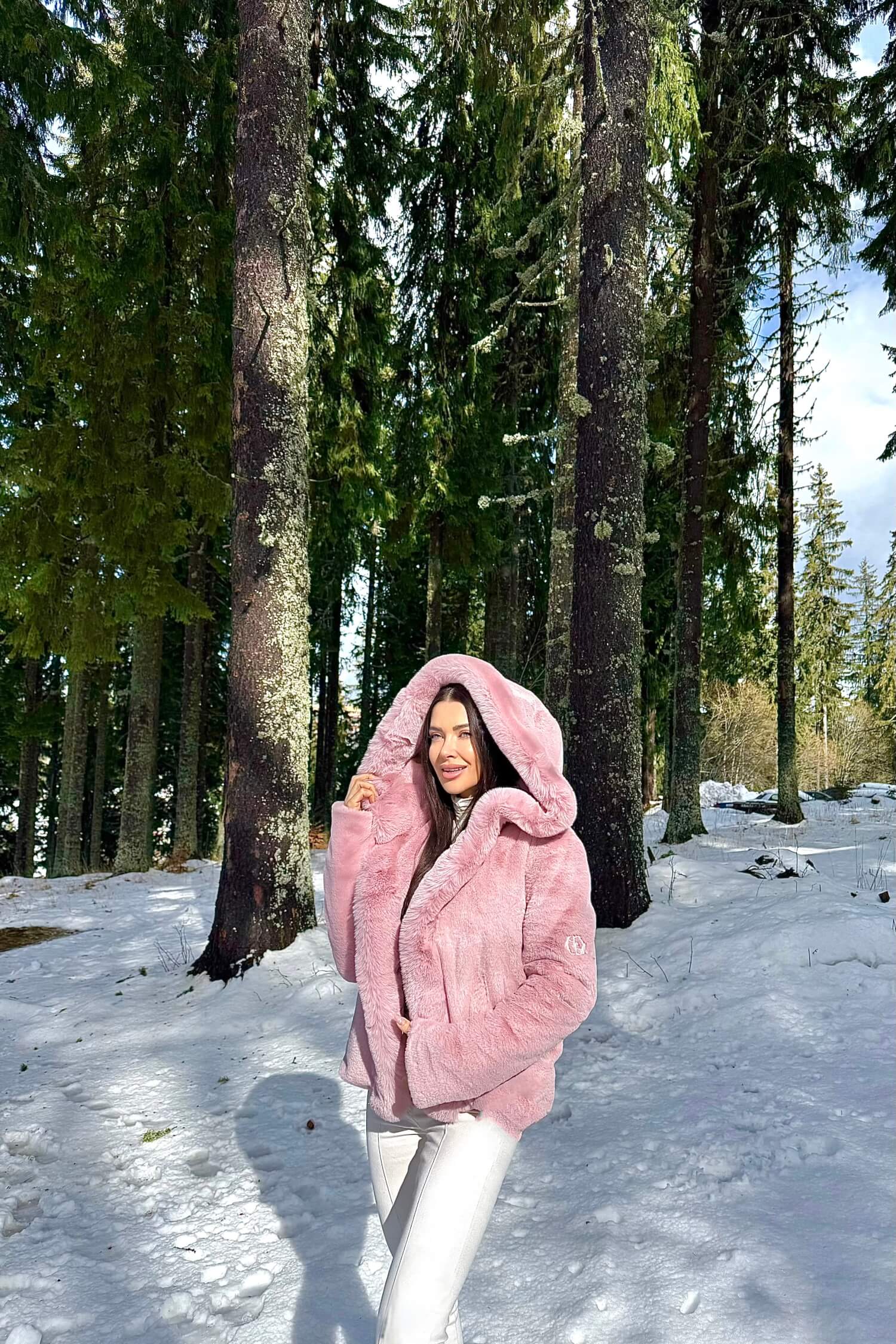 Winter Bunny Palton Eco Blană - Pink - Imagine 11