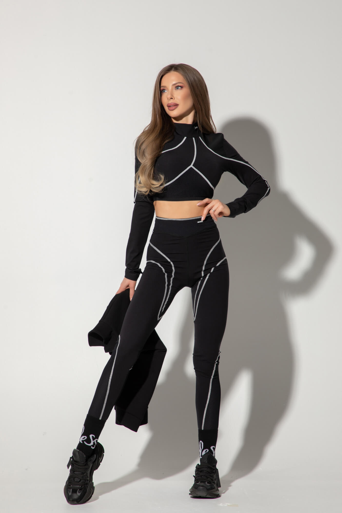 Prime Active Colanți lungi - Black/White - Imagine 26
