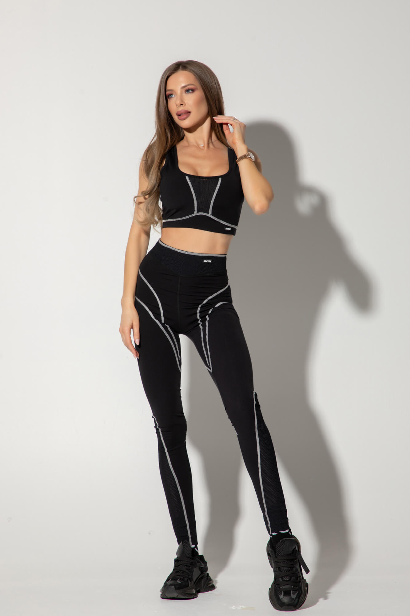 Prime Active Colanți lungi - Black/White - Imagine 19