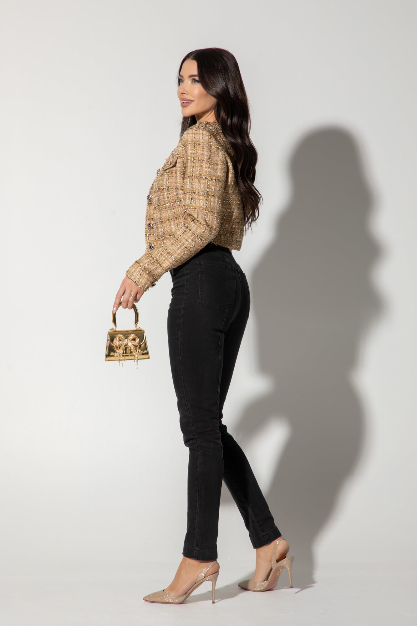 Casual Luxe Sacou scurt din Buclă - Gold - Imagine 21