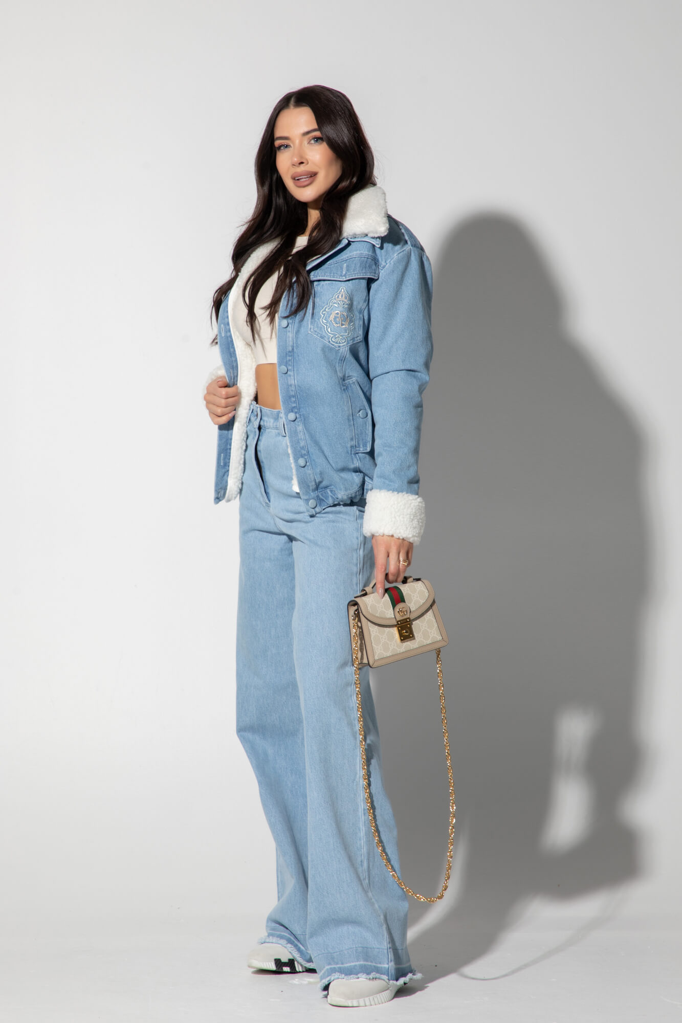 Geacă Luxury Classic cu căptușeală călduroasă detașabilă - Light Blue - Imagine 24