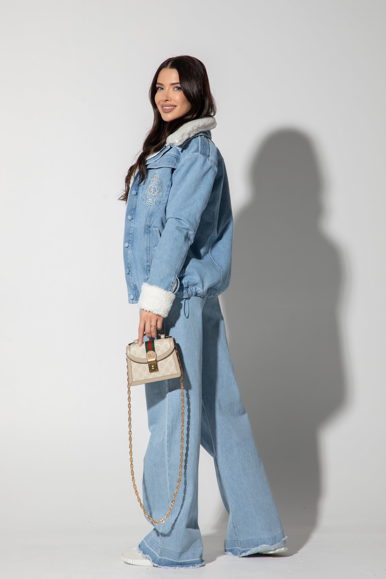 Geacă Luxury Classic cu căptușeală călduroasă detașabilă - Light Blue - Imagine 25