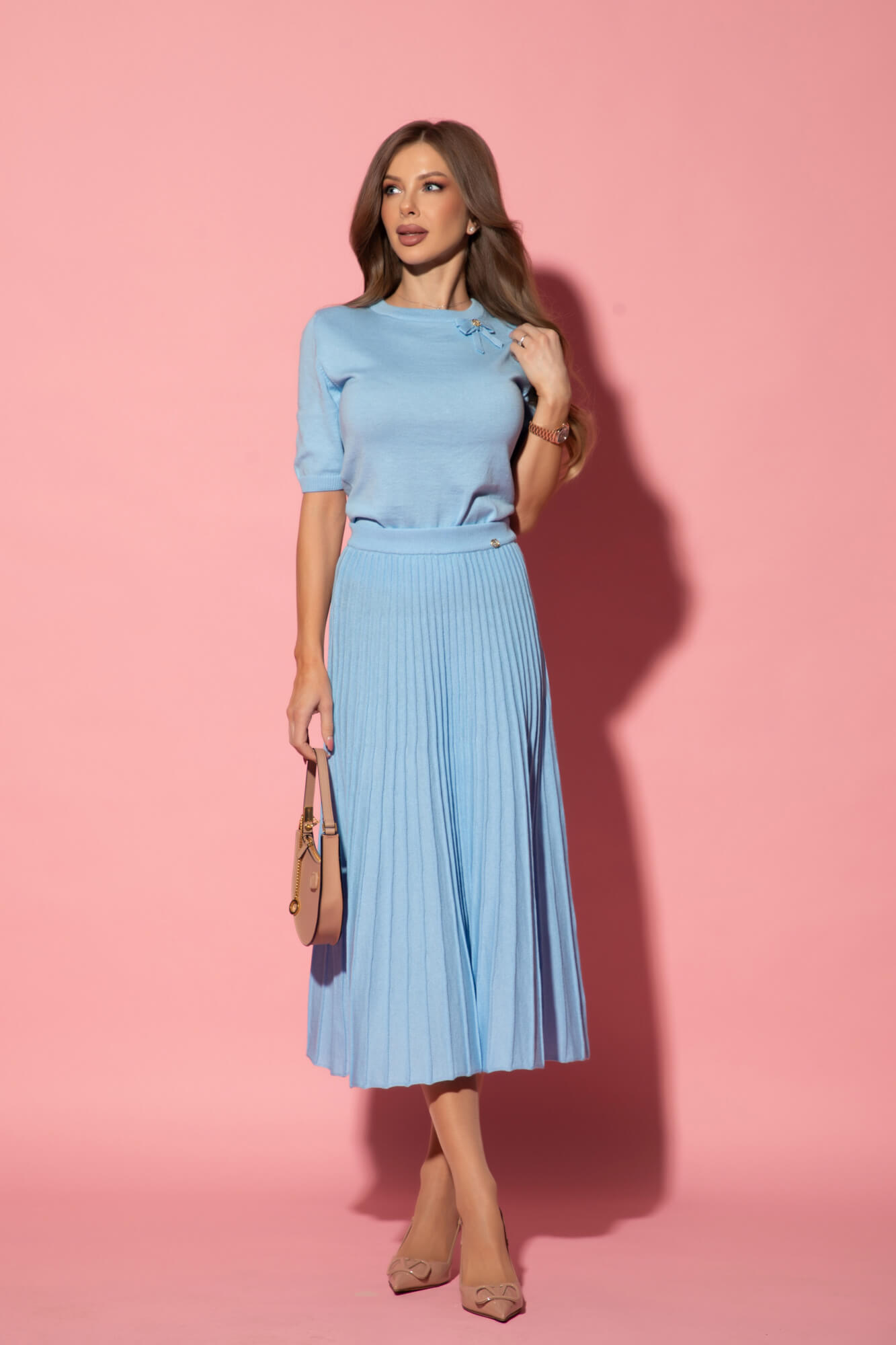 Dream Ribbon Midi Fustă - Blue - Imagine 12