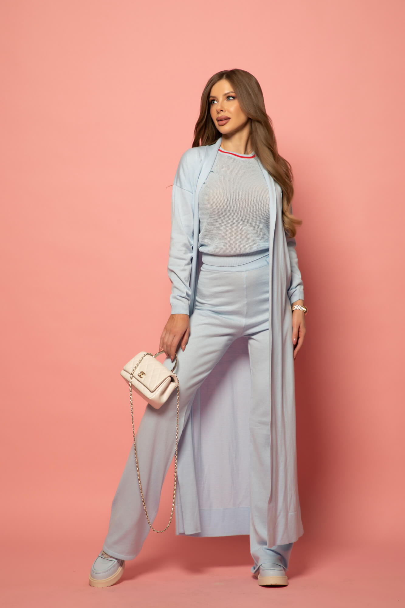Pastel muse Pantalon Lung - Light Blue - Imagine 17