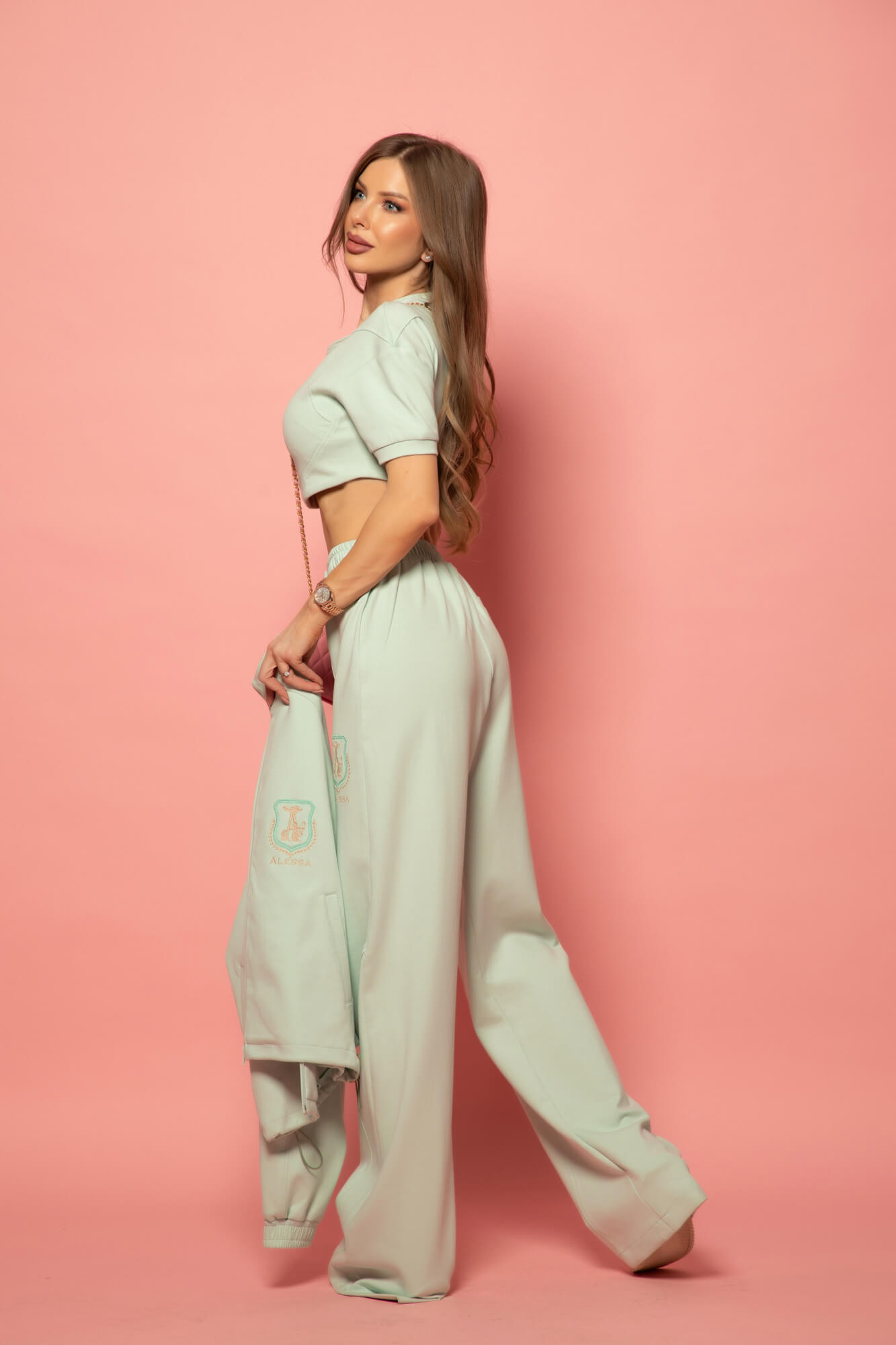 Daily Luxe Bluza Sport Scurtă - Mint - Imagine 23
