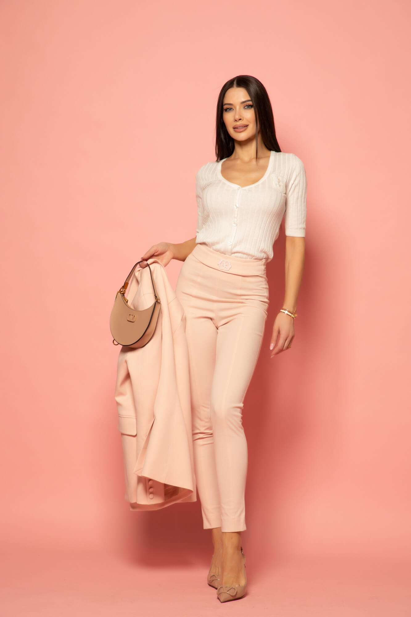 Business elegance fustă cu talie integrată - Light Pink - Imagine 31