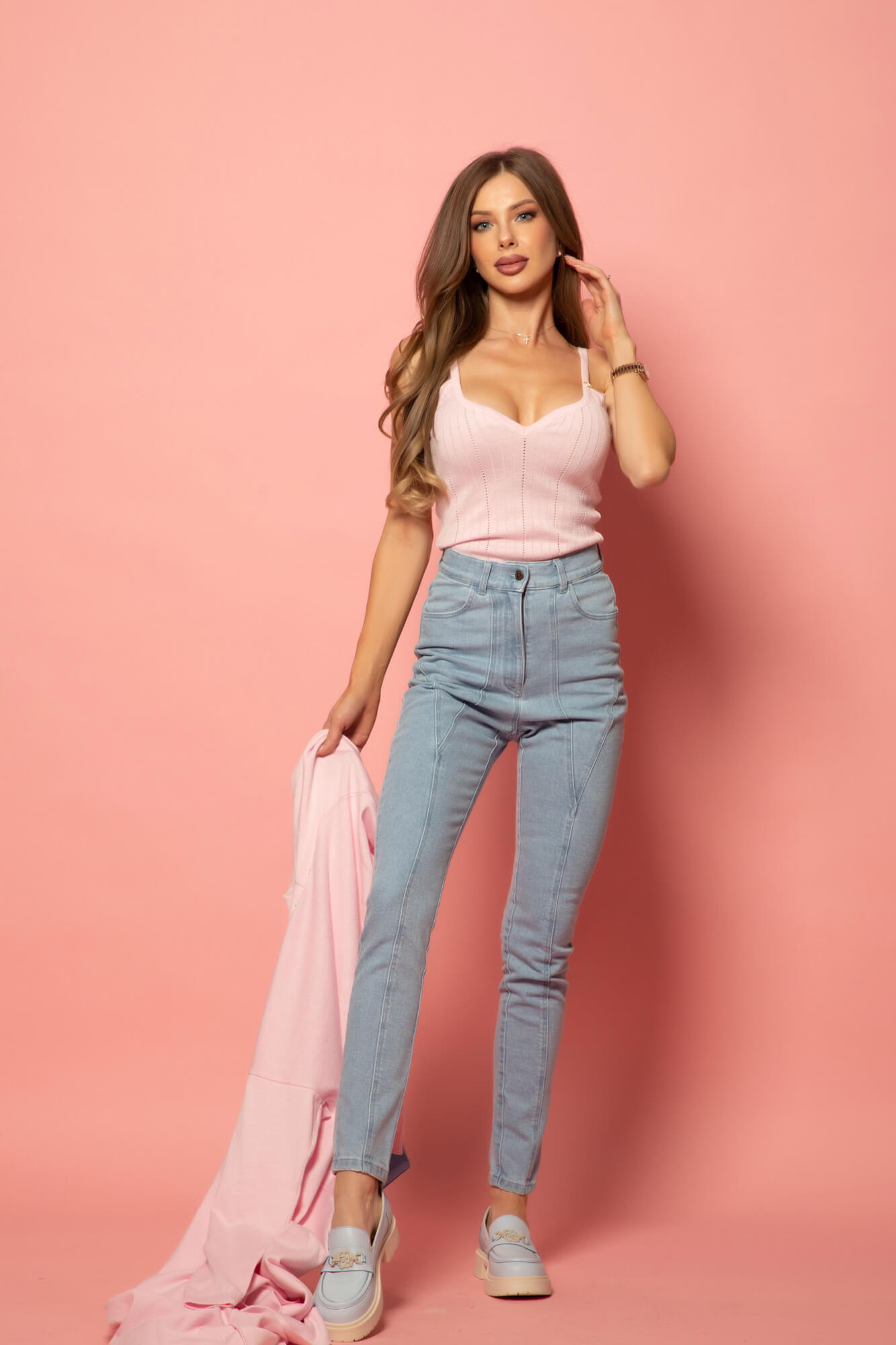 Pastel muse Jachetă Lungă - Light Pink - Imagine 18