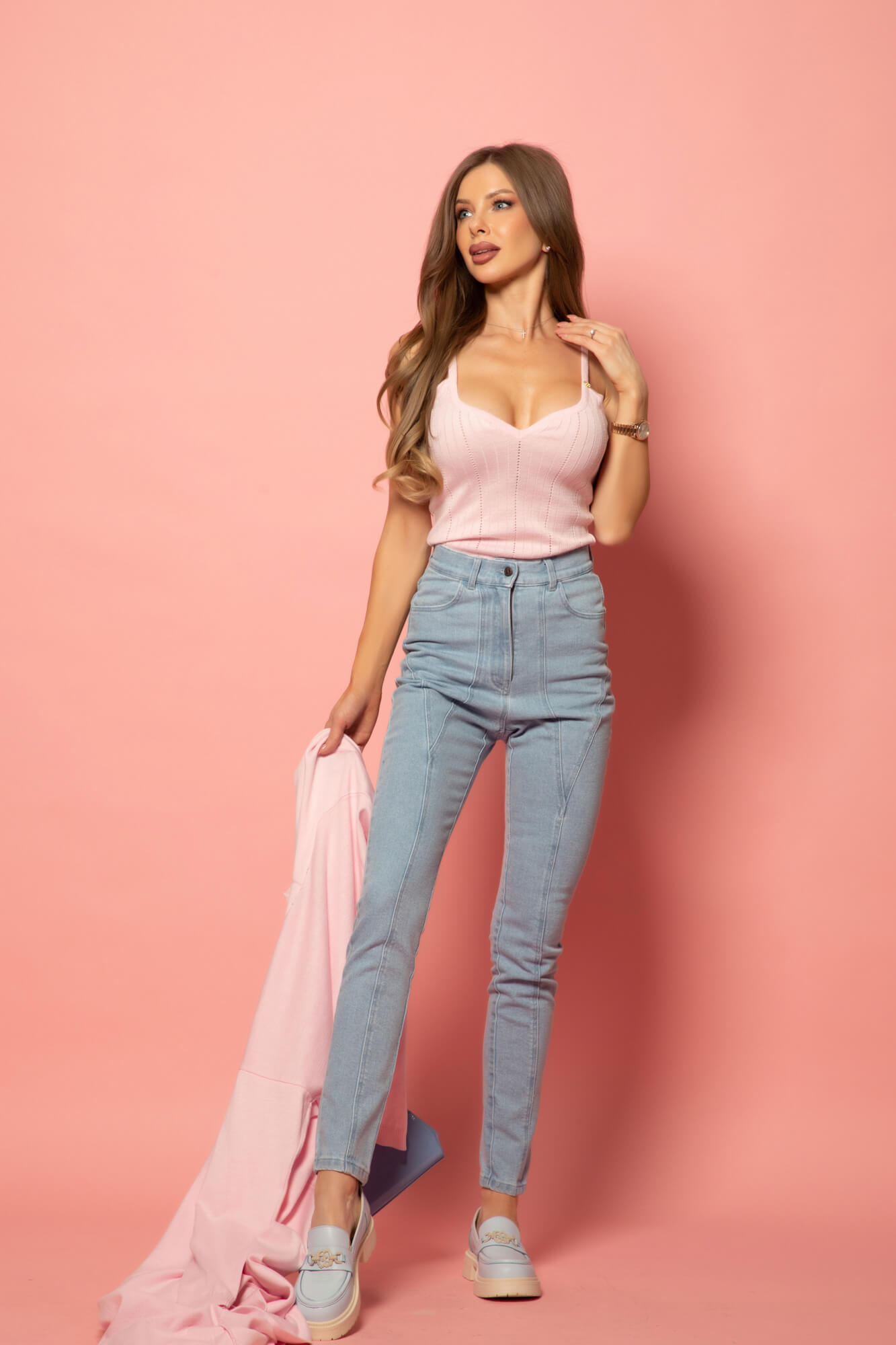 Pastel muse Jachetă Lungă - Light Pink - Imagine 19