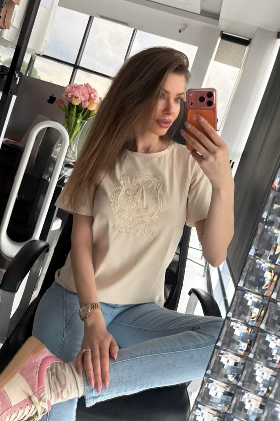 Tricou Inspire Insignia cu broderie - Soft Beige - Imagine 16