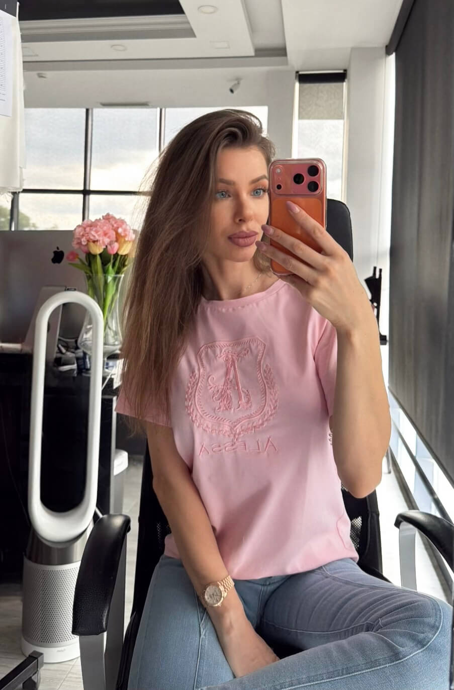 Tricou Inspire Insignia cu broderie - Light Pink - Imagine 6