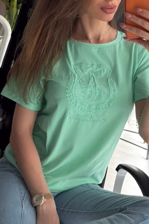 Tricou Inspire Insignia cu broderie - Mint - Imagine 5