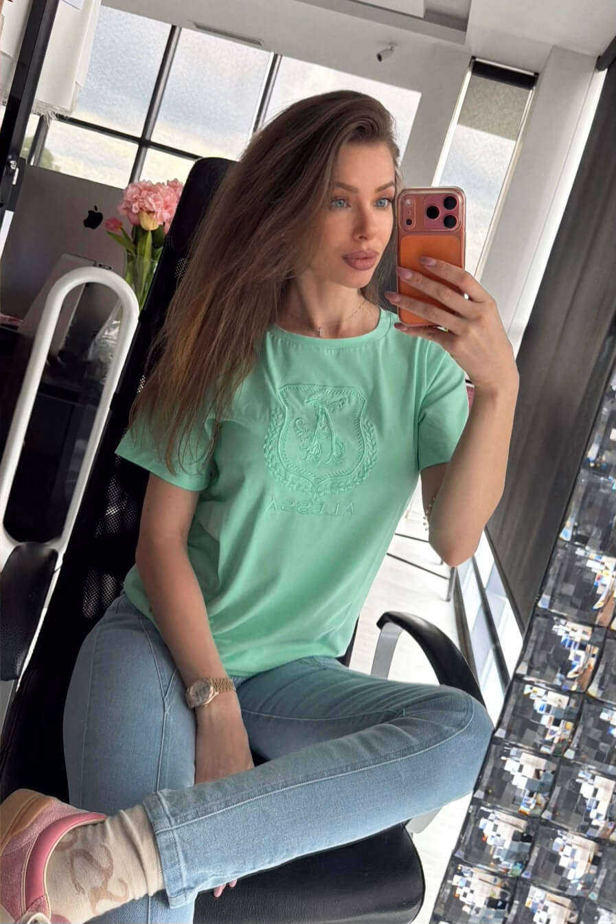 Tricou Inspire Insignia cu broderie - Mint - Imagine 6