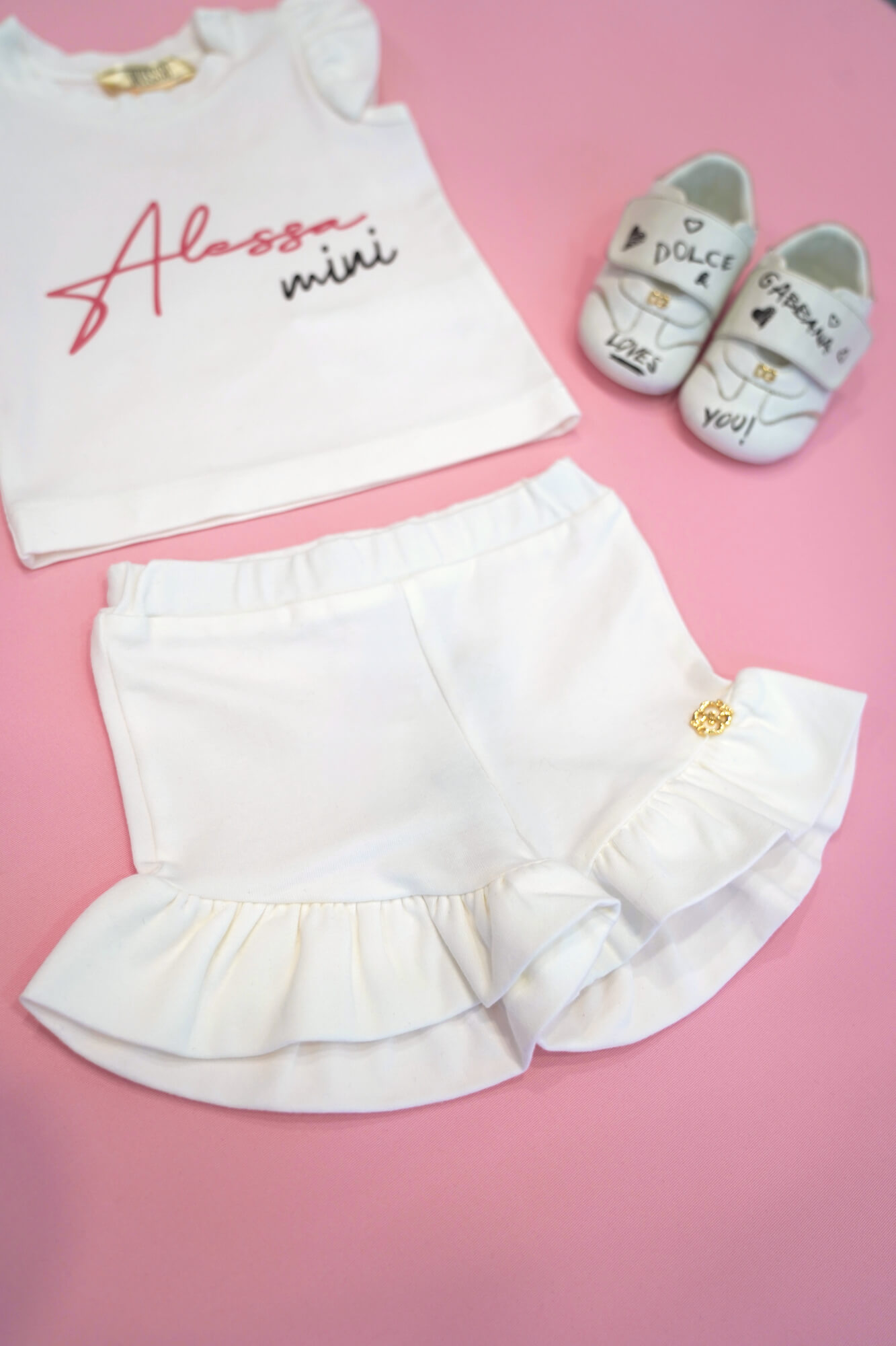Baby Love Mini Pantalon Scurt - Ecru - Imagine 6