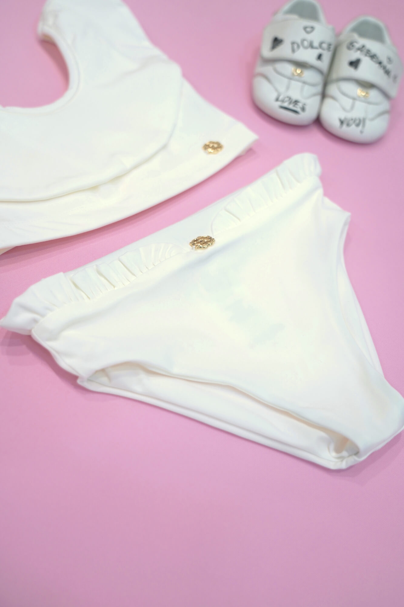 Eternal Sunshine mini Costum de baie Bikini Ruffles - Ecru - Imagine 8