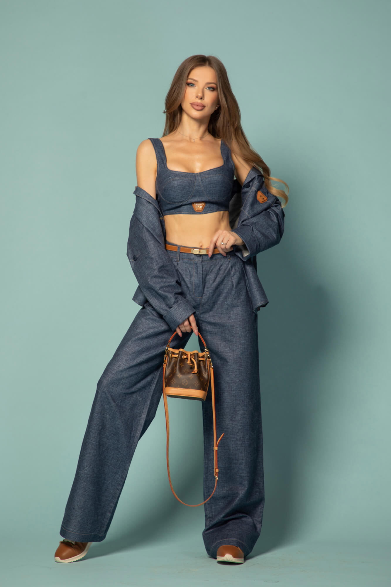 Cotton muse Crop-Top din Bumbac - Dark Blue - Imagine 15