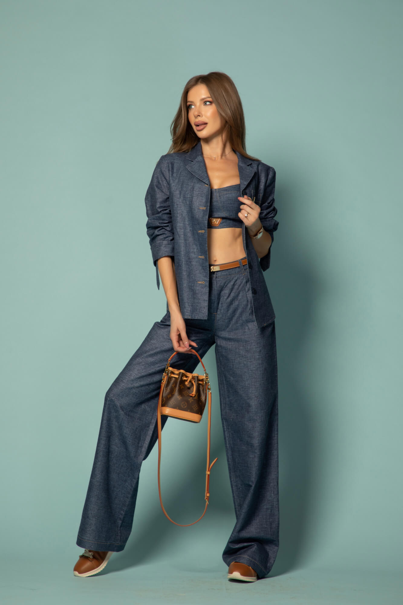 Cotton muse Pantaloni Lung din Bumbac - Dark Blue - Imagine 22