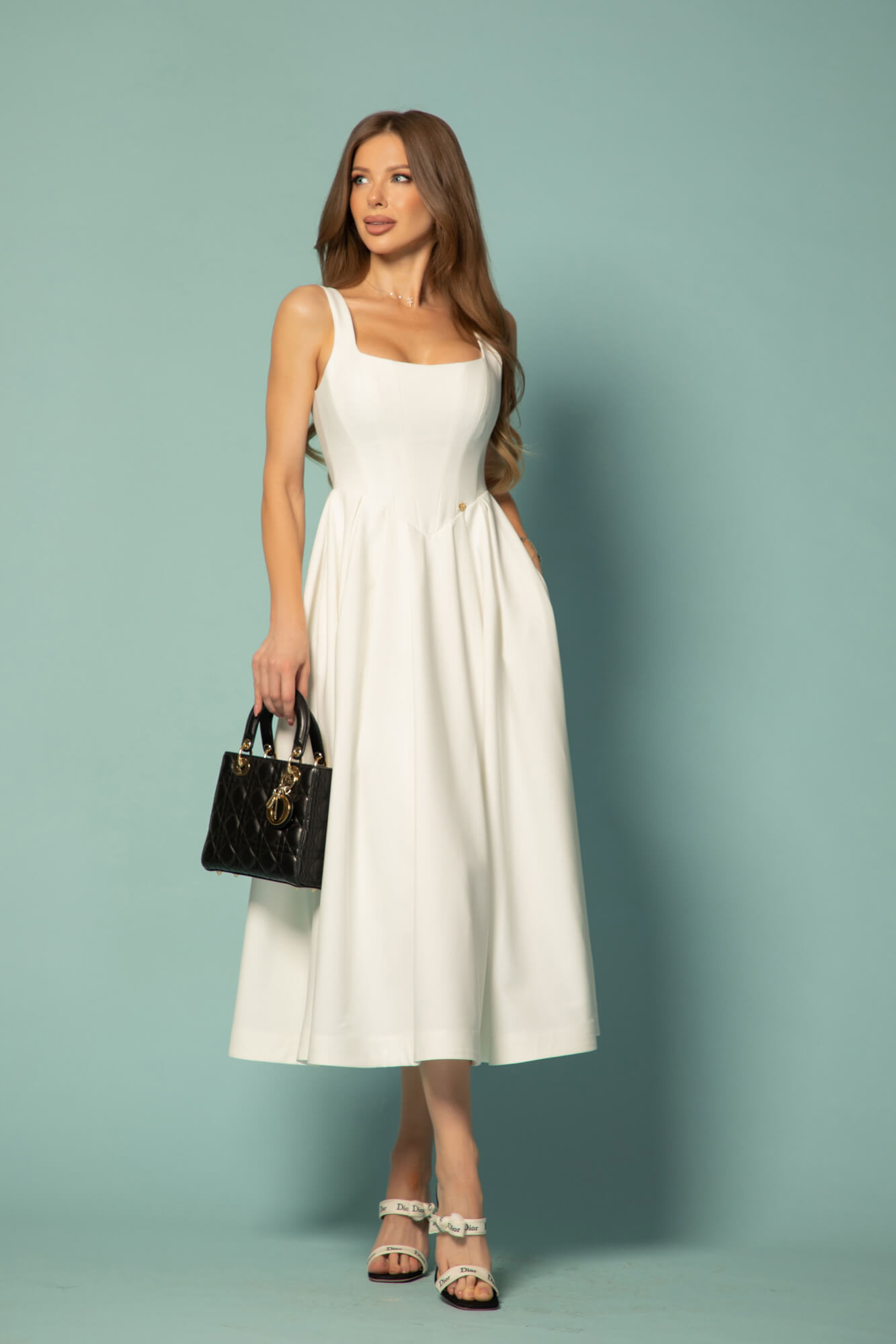 Elegant Euphoria Midi Rochie - Ecru - Imagine 9