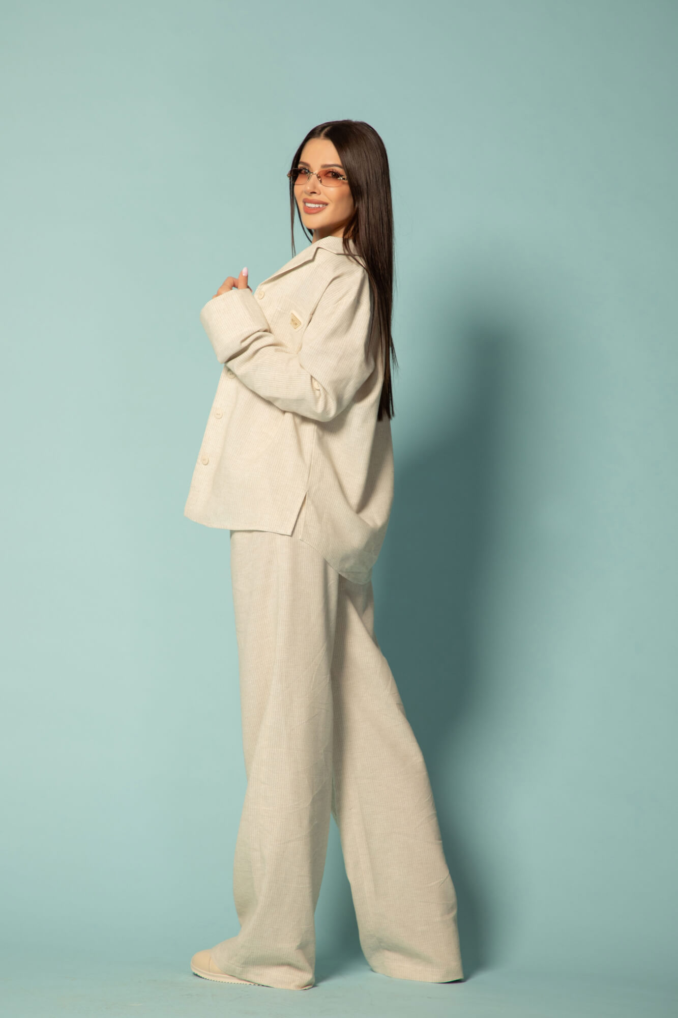 Linen Muse Cropped Top Din In - Bej - Imagine 27