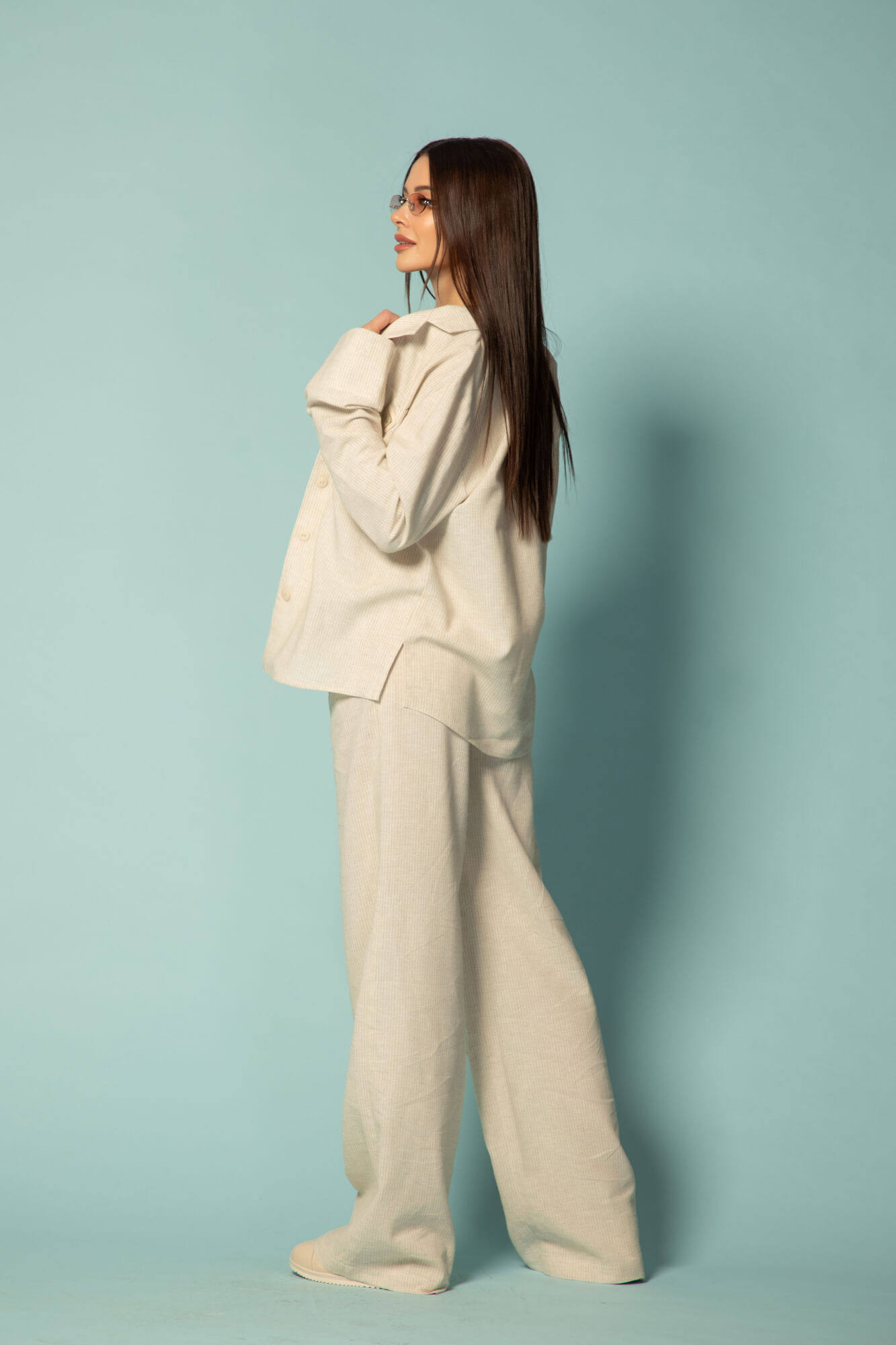 Linen Muse Pantaloni Lung de In - Beige - Imagine 31