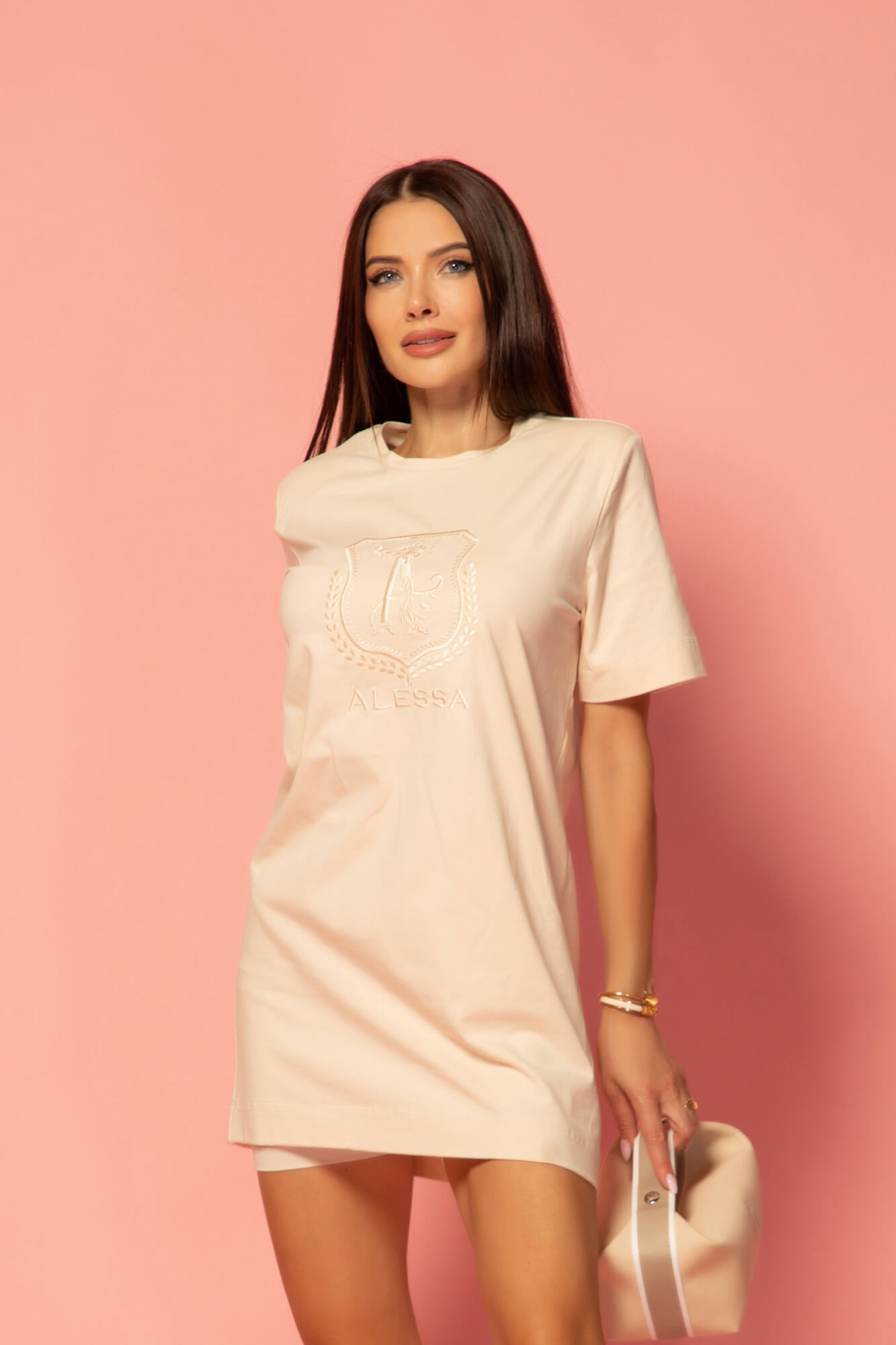Inspire Insignia Rochie - T-Shirt cu broderie - Soft Beige - Imagine 11